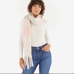 KENSIE Neutral Plaid Fringe Scarf